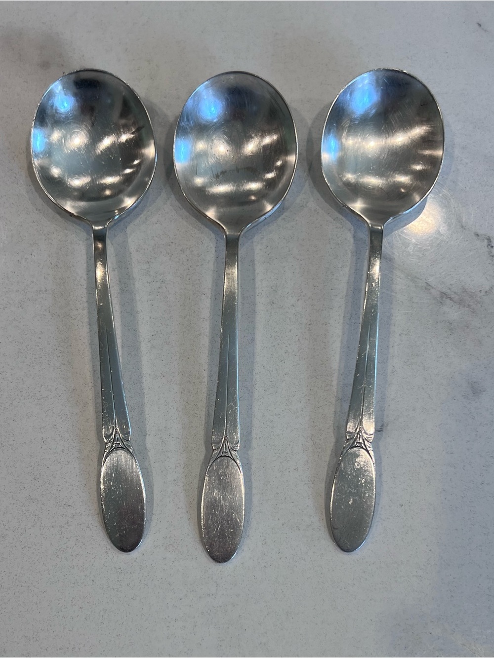 1847 Rogers Bros Silverware Lot of 3 Sylvia Pattern Soup Spoons 7" Silver Plate